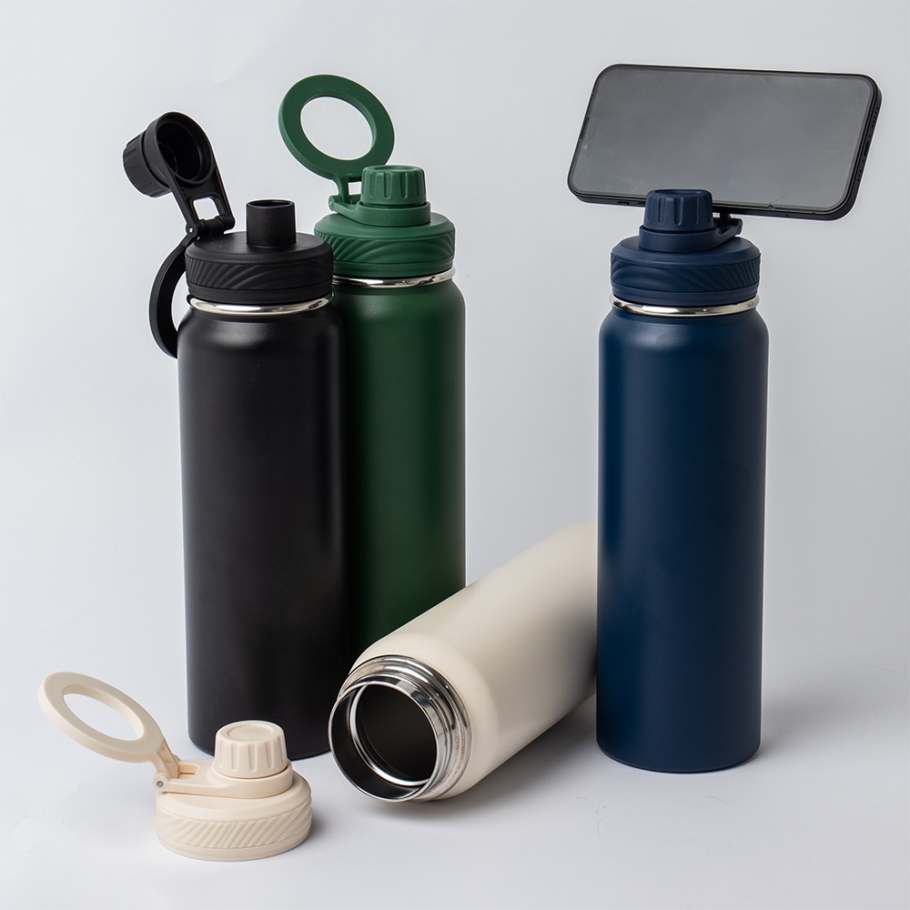 GARRAFA TÉRMICA INOX 850ML COM APOIO PARA CELULAR - PERSONALIZADA